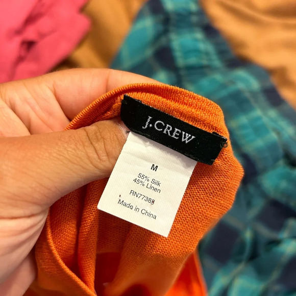 J.Crew Orange Silk Blend Short Sleeve Pleated Sweater - Picture 3 of 4